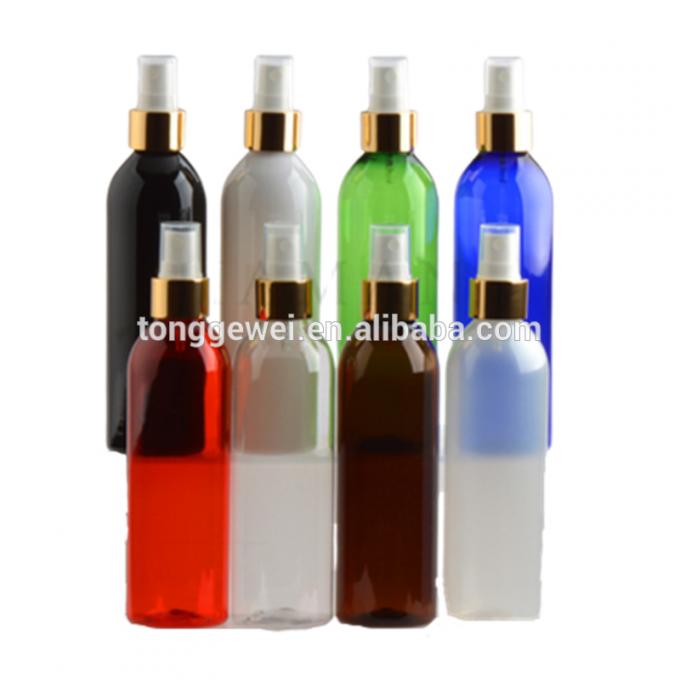 Venta al por mayor recargable cosmética plástica negra de la botella del espray de la niebla de la multa del perfume del animal doméstico del oro claro blanco ambarino con mejores ventas del rosa pequeña