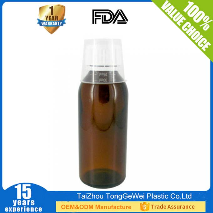 sello inalterable de la medicina de la píldora 30ml 60ml 100ml 120ml 250ml de la tos de la botella plástica ambarina farmacéutica del jarabe