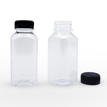 Screw Caps Plastic Juice Bottles Transparent 350ml 8 Oz Juice Bottles